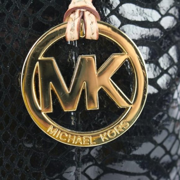 Michael Kors Black Patent Embossed Python Jet Set Tote 4MK124 - Picture 11 of 12